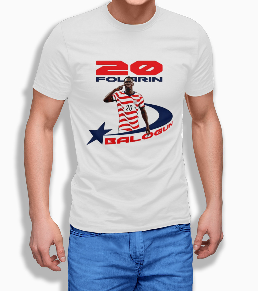 Folarin Balogun 20 Striped United States Soccer Team Star T-Shirt