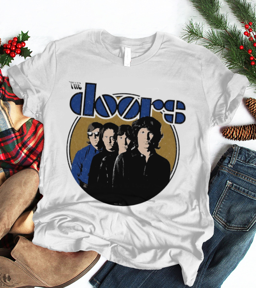 The Doors Faces Band Members Iconic Gold Circle T-Shirt
