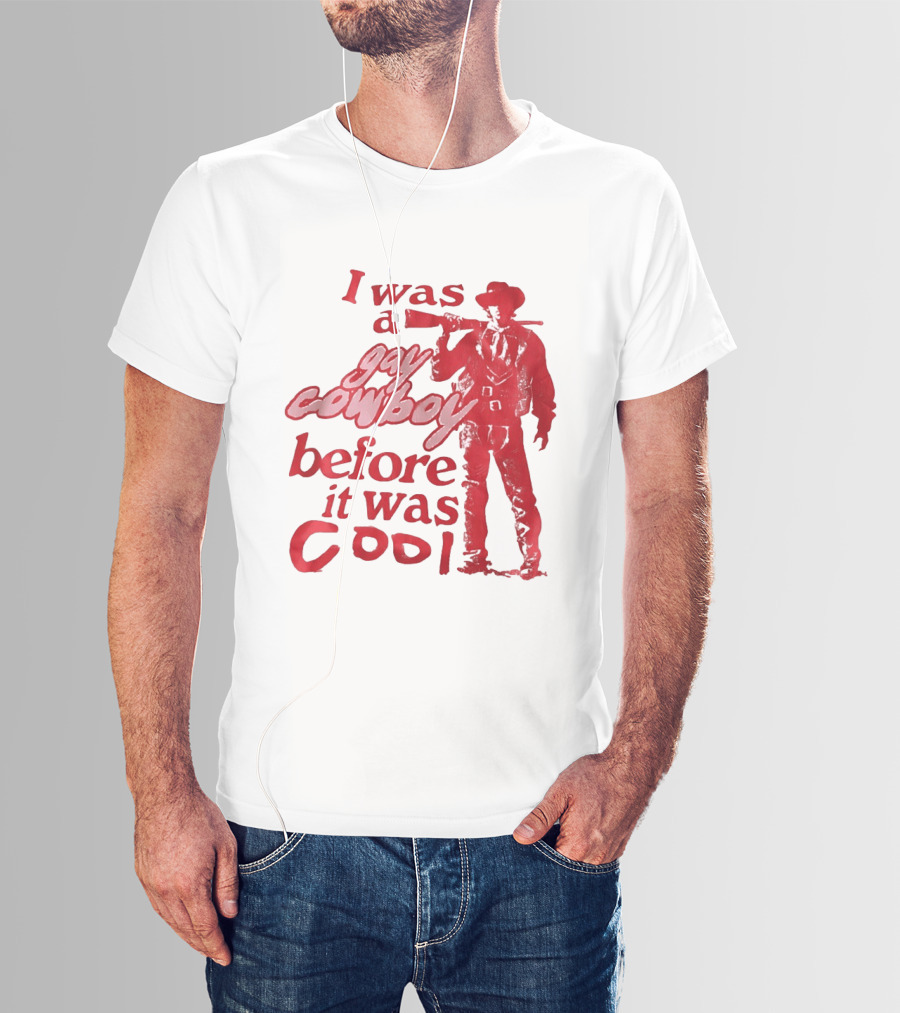 I Was A Gay Cowboy Before It Was Cool LGBTQ Pride Western Humor Red Figure T-Shirt