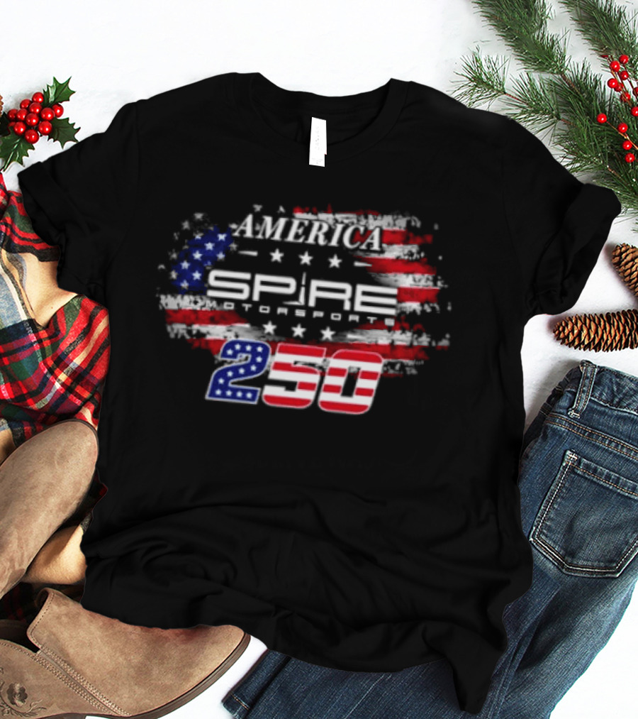 America Spire Motorsports 250 NASCAR Racing Stars And Stripes Flag T-Shirt