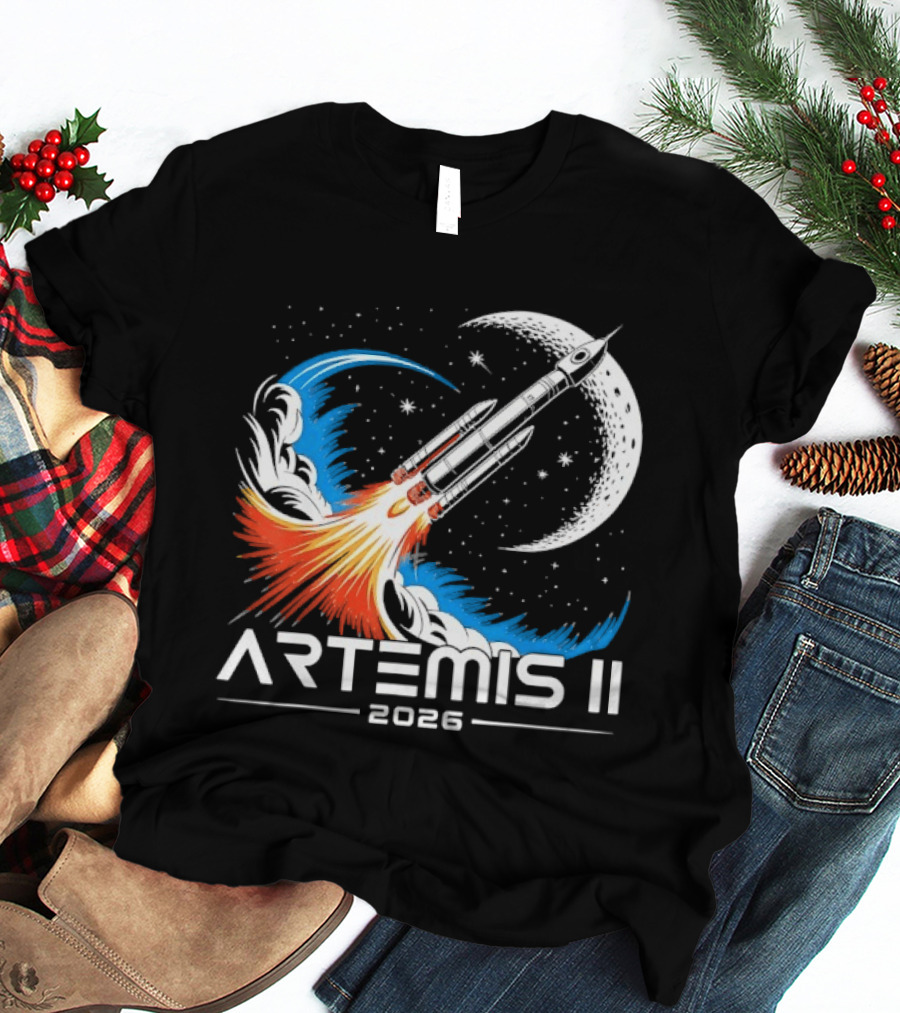 Artemis II 2026 Moon Rocket Space Exploration Launch T-Shirt