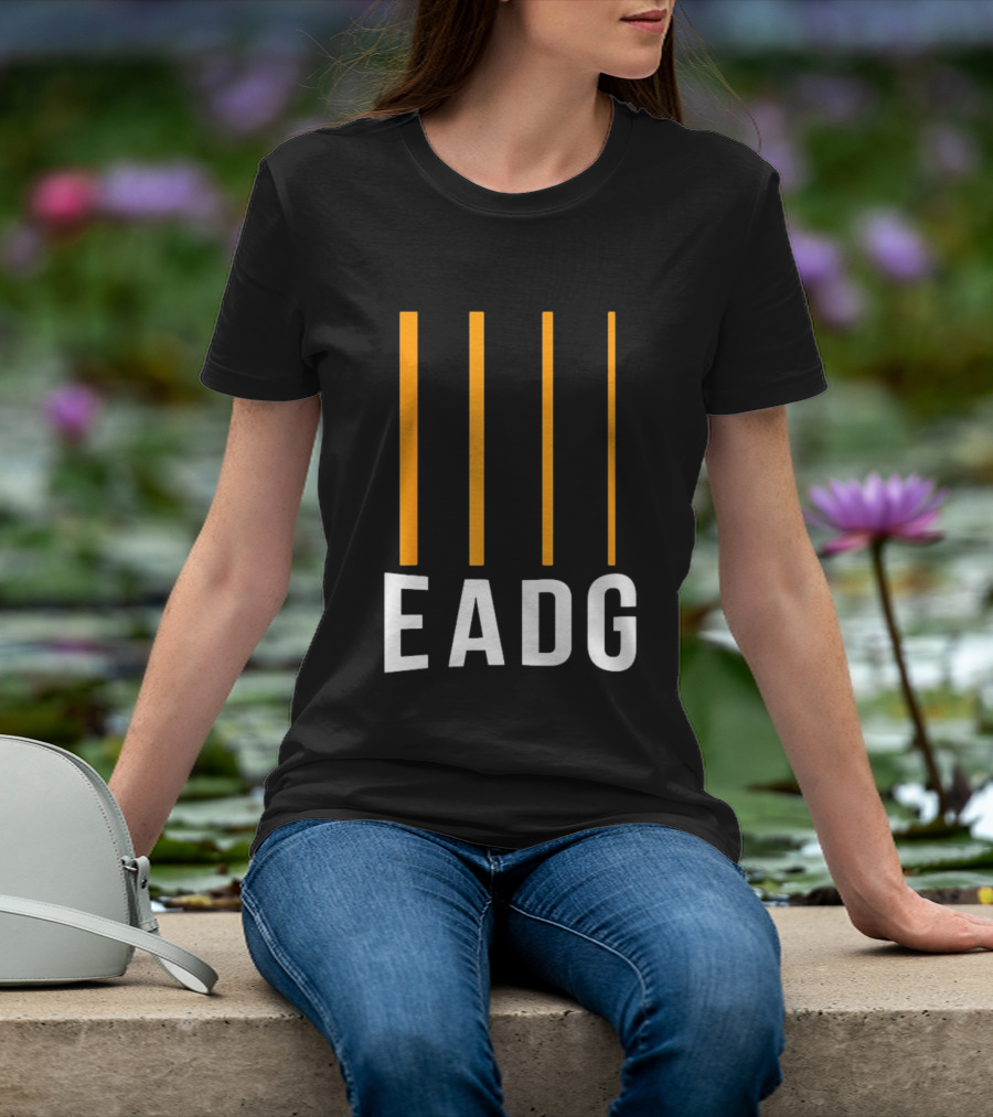 EADG Bass Guitar Four Strings Musician Vertical Lines T-Shirt