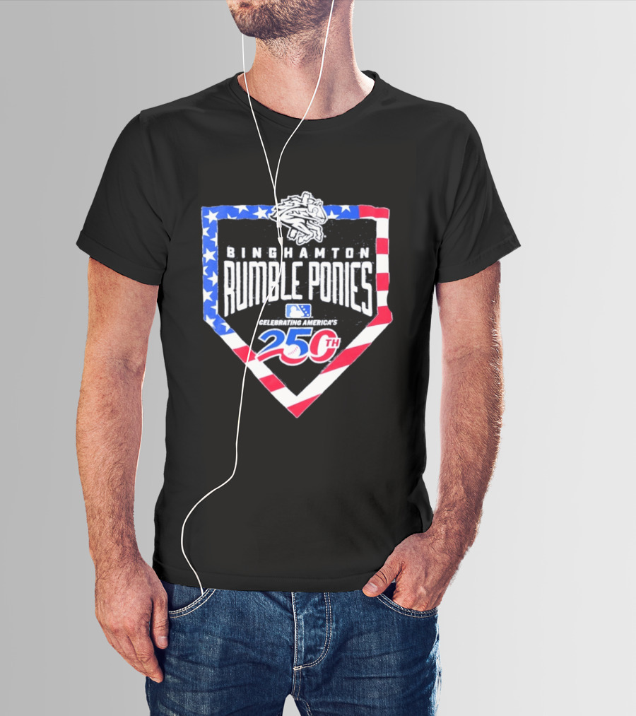 Binghamton Rumble Ponies Celebrating America 250th Anniversary MLB Stars And Stripes T-Shirt