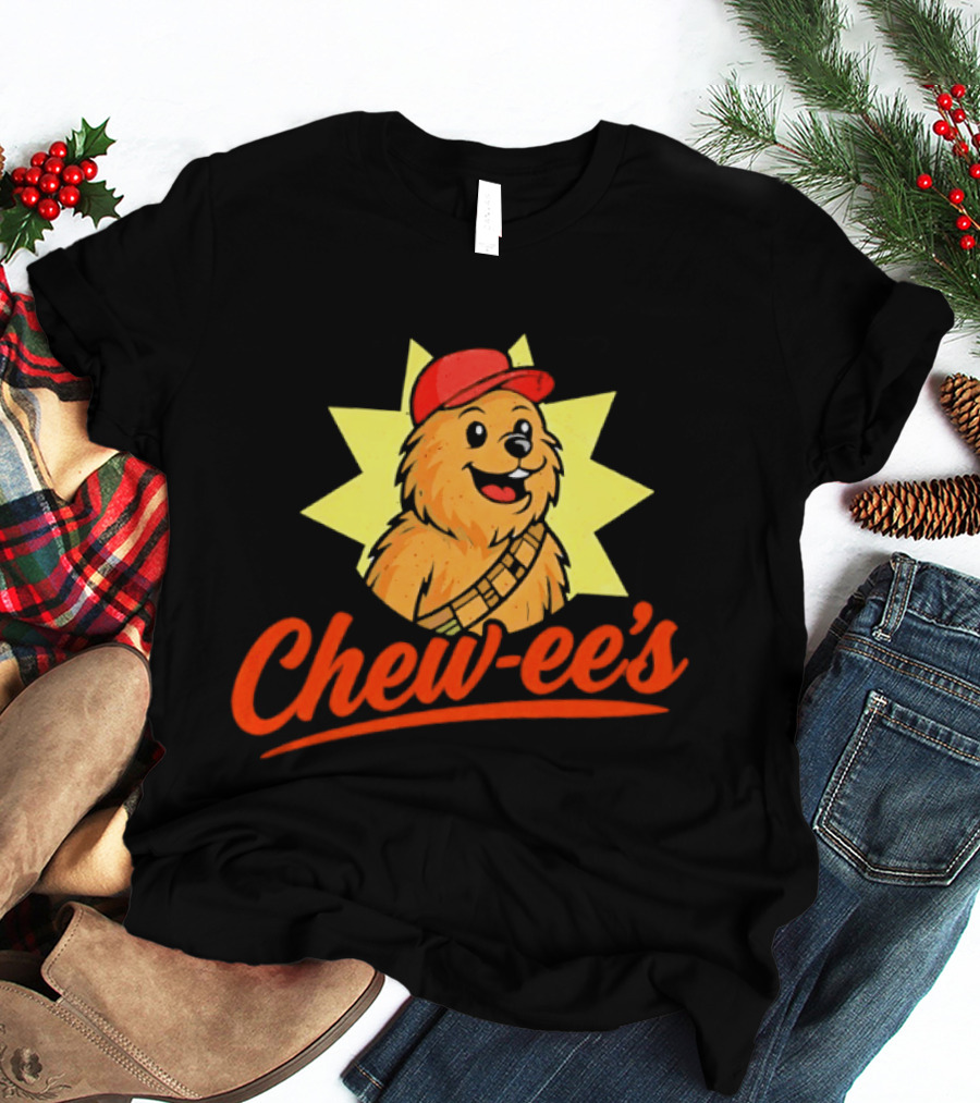 Chewbacca Chew Ee's Star Wars Snack Brand Cartoon Character With Red Hat T-Shirt