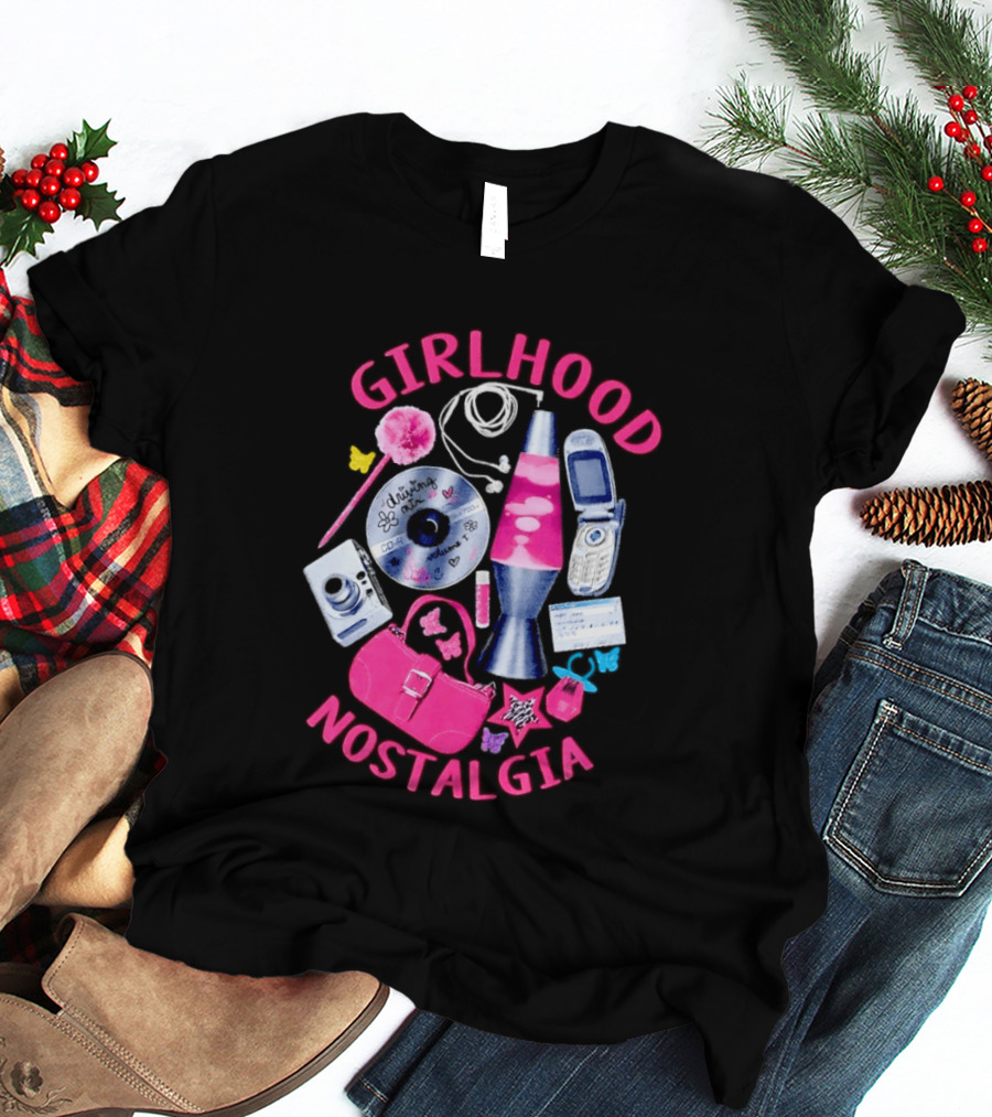 Girlhood Nostalgia Lava Lamp And Vintage Tech Accessories Throwback T-Shirt