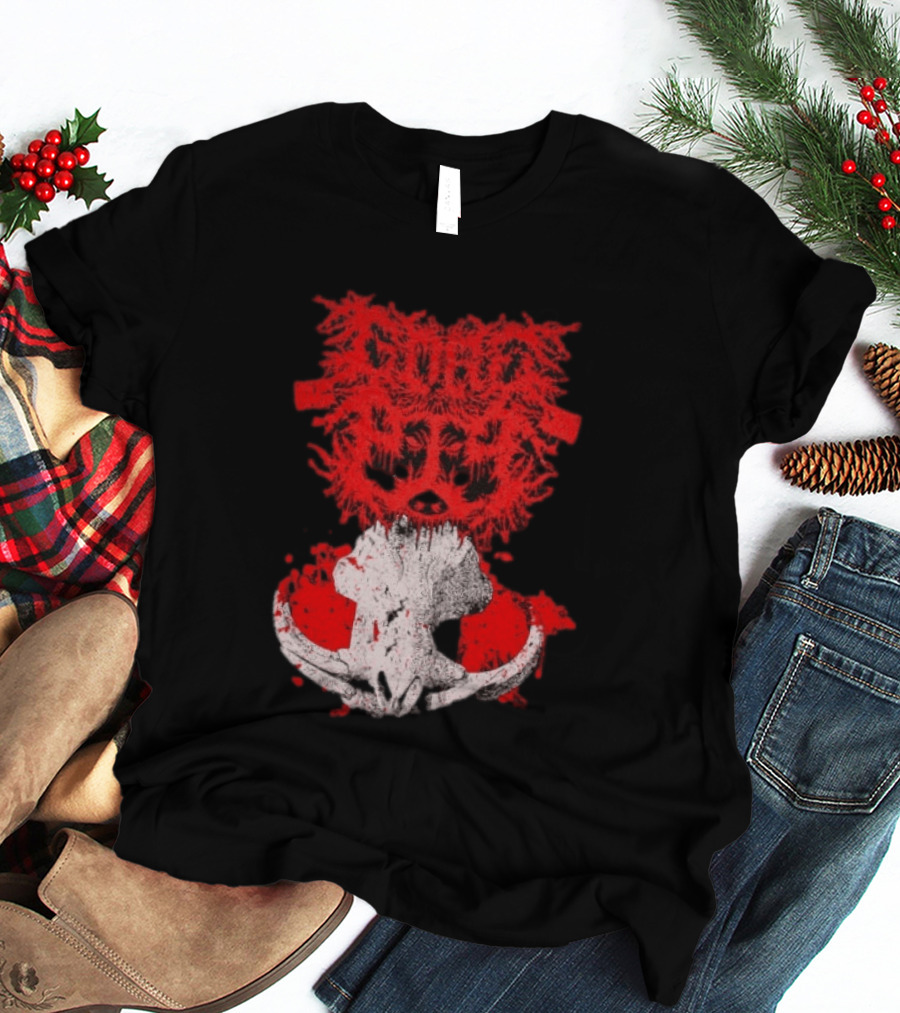 Gore Boar Skull Red Face Death Metal Hardcore T-Shirt