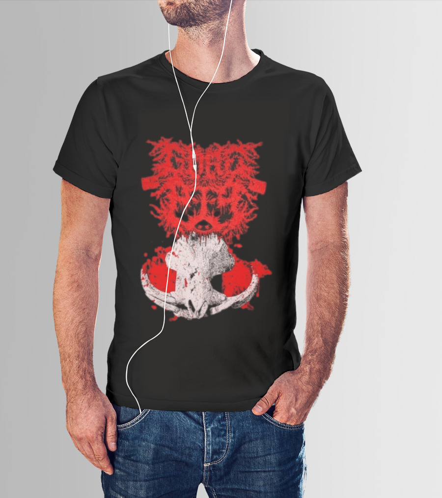 Gore Boar Skull Red Face Death Metal Hardcore T-Shirt