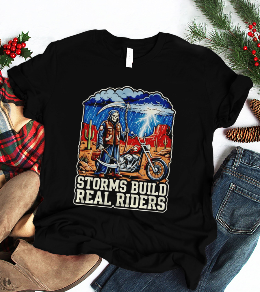 Real Riders Grim Reaper Motorcycle Storm Adventure T-Shirt