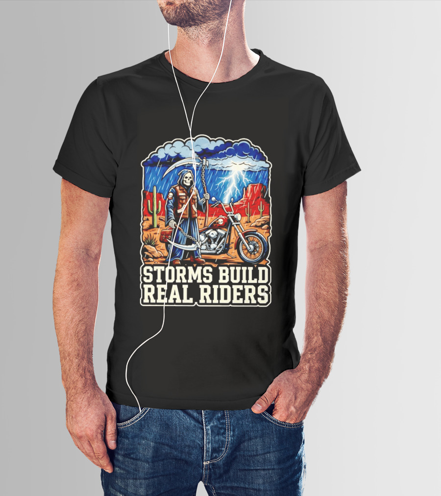 Real Riders Grim Reaper Motorcycle Storm Adventure T-Shirt