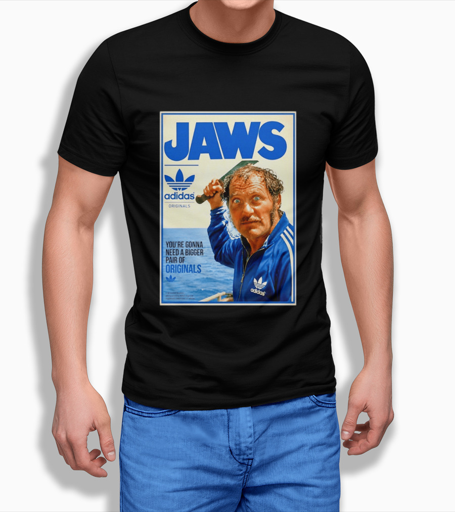 Jaws Adidas Originals You're Gonna Need A Bigger Pair Quint Machete T-Shirt
