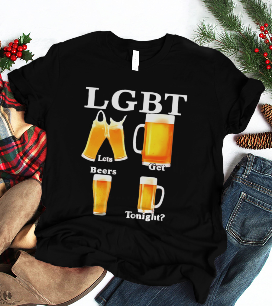 LGBT Lets Get Beers Tonight Beer Drinking Humor T-Shirt
