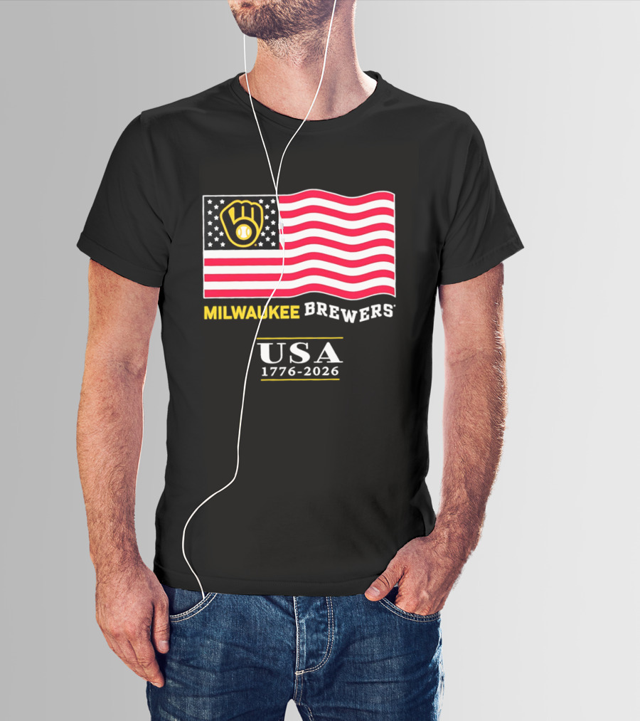 Milwaukee Brewers USA 1776 2026 American Flag Baseball Team T-Shirt