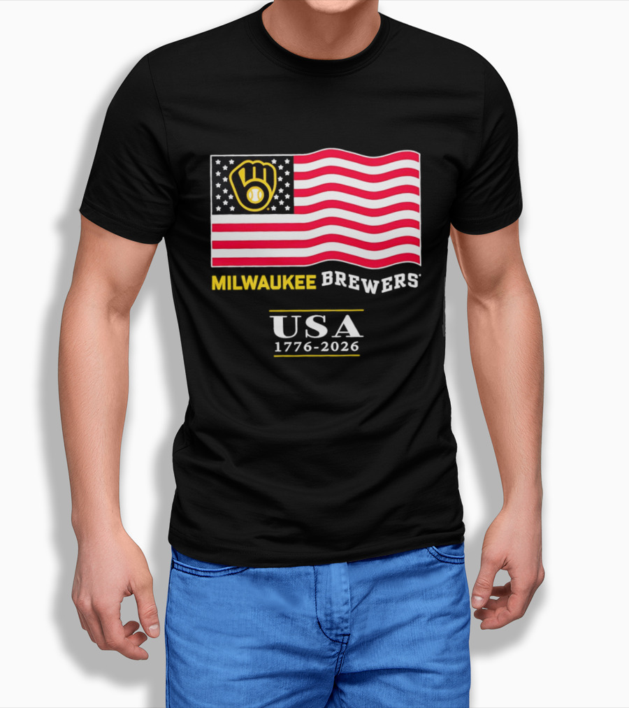 Milwaukee Brewers USA 1776 2026 American Flag Baseball Team T-Shirt