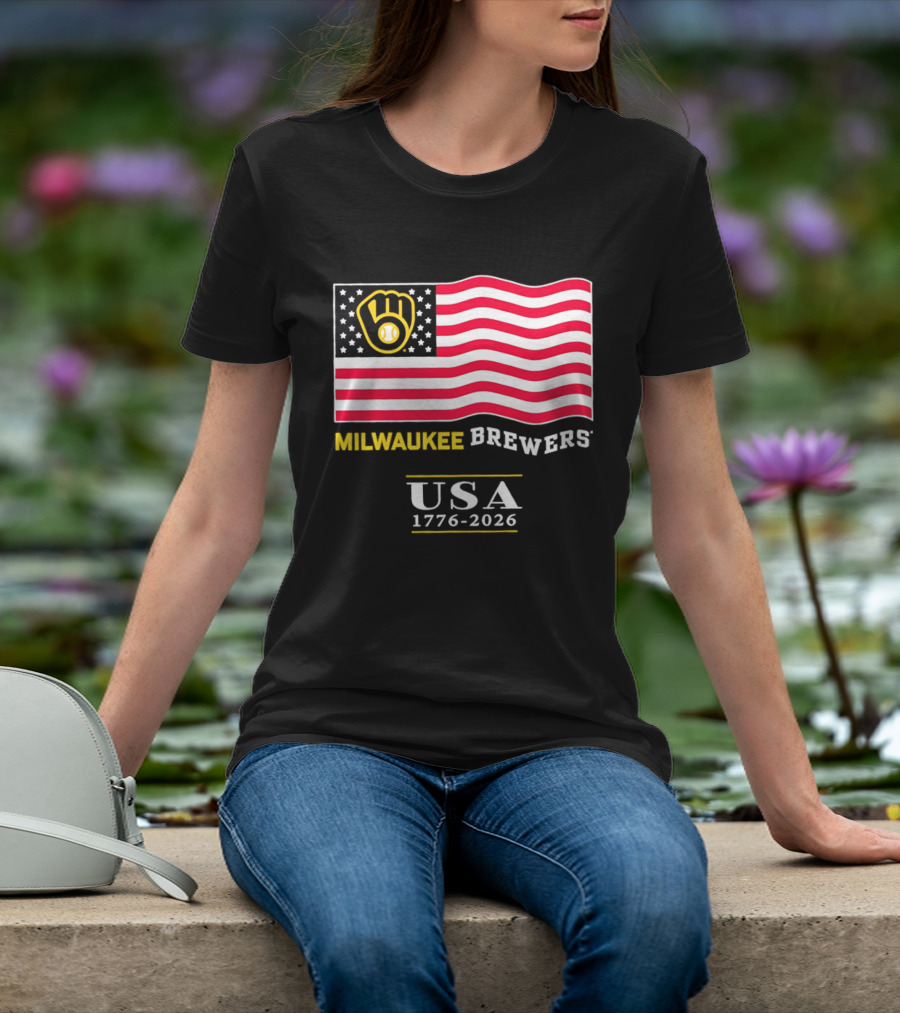 Milwaukee Brewers USA 1776 2026 American Flag Baseball Team T-Shirt