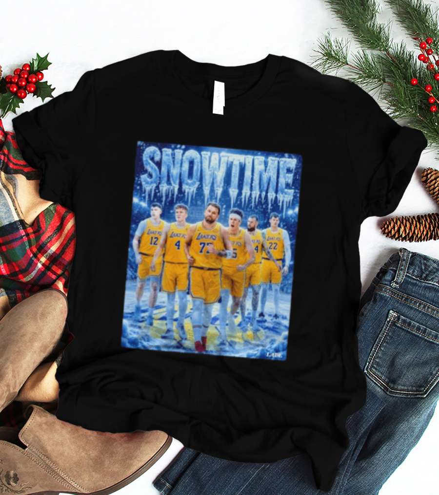 Snowtime Lakers Team Basketball NBA Laker Legends Frozen Court T-Shirt
