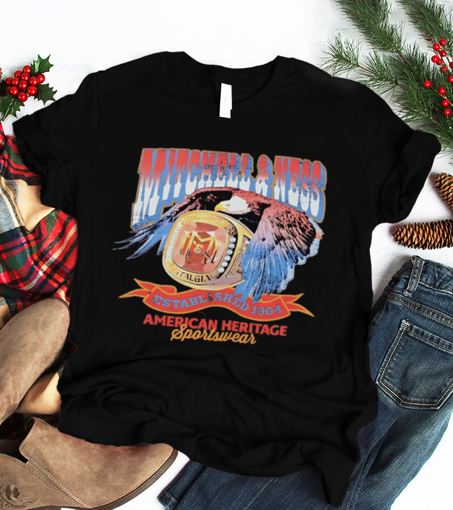 Mitchell And Ness Nostalgia Co American Heritage Sportswear Established 1904 Eagle Ring T-Shirt
