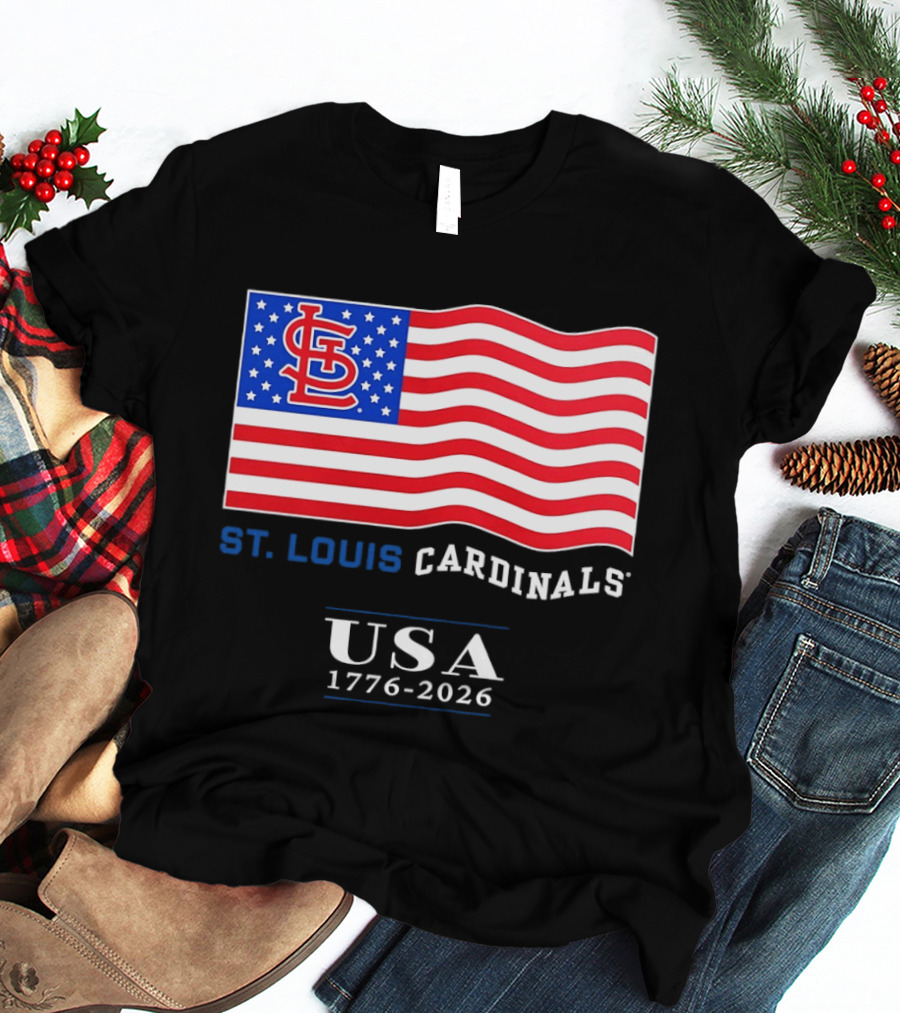 St Louis Cardinals American Flag USA 1776 2026 MLB Baseball T-Shirt