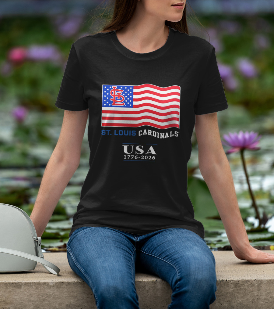 St Louis Cardinals American Flag USA 1776 2026 MLB Baseball T-Shirt