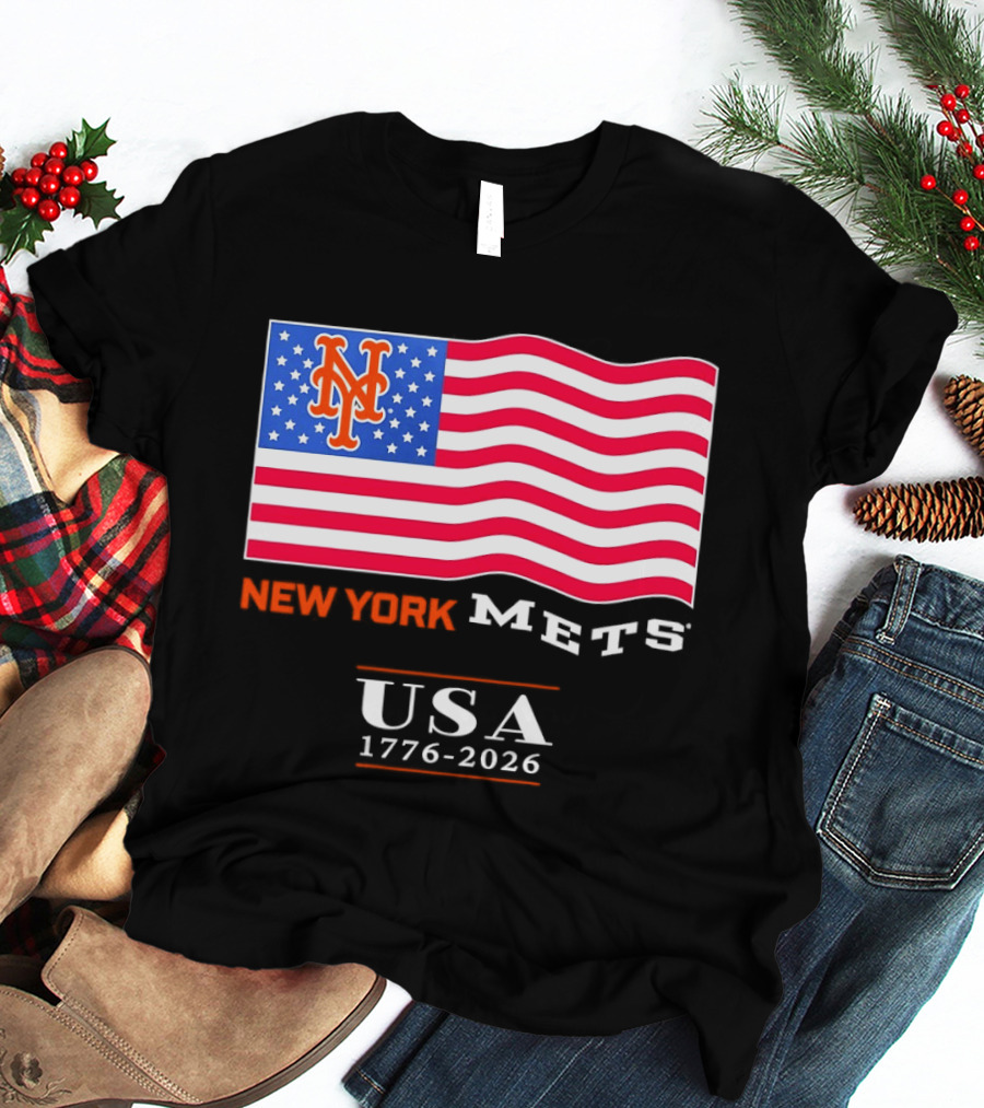 New York Mets American Flag USA 1776 2026 MLB T-Shirt