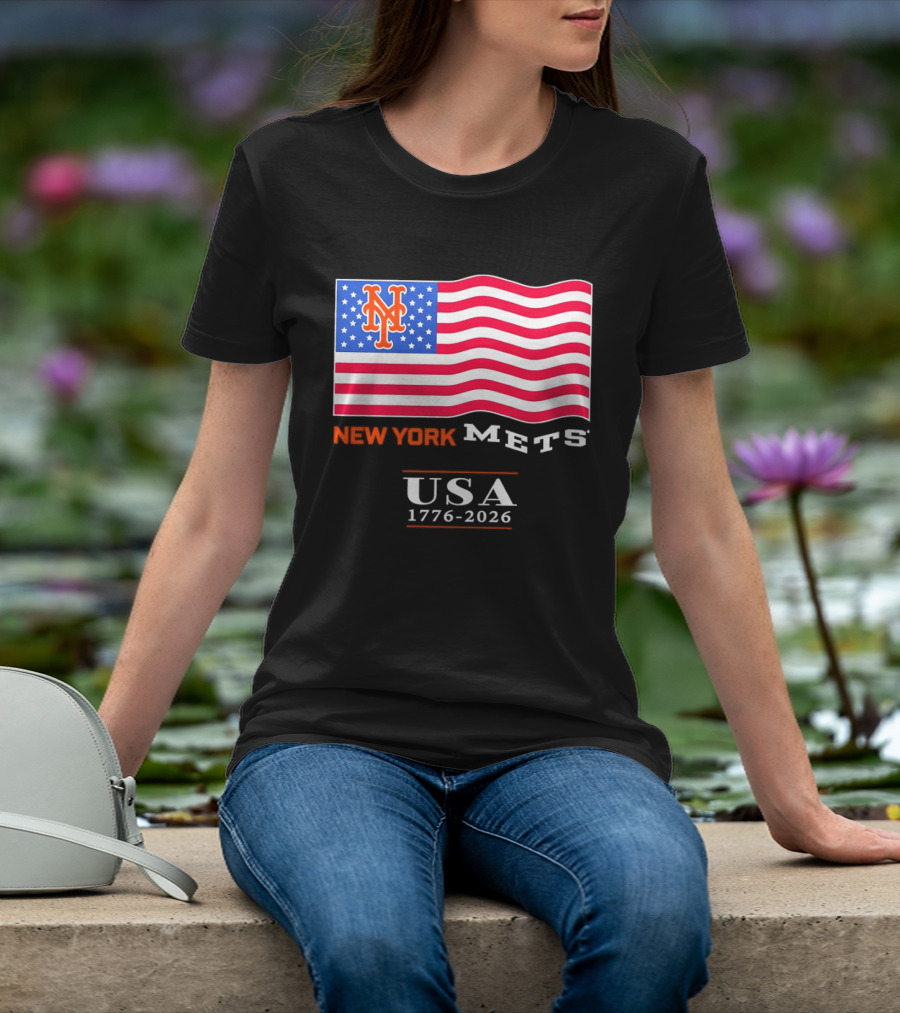 New York Mets American Flag USA 1776 2026 MLB T-Shirt