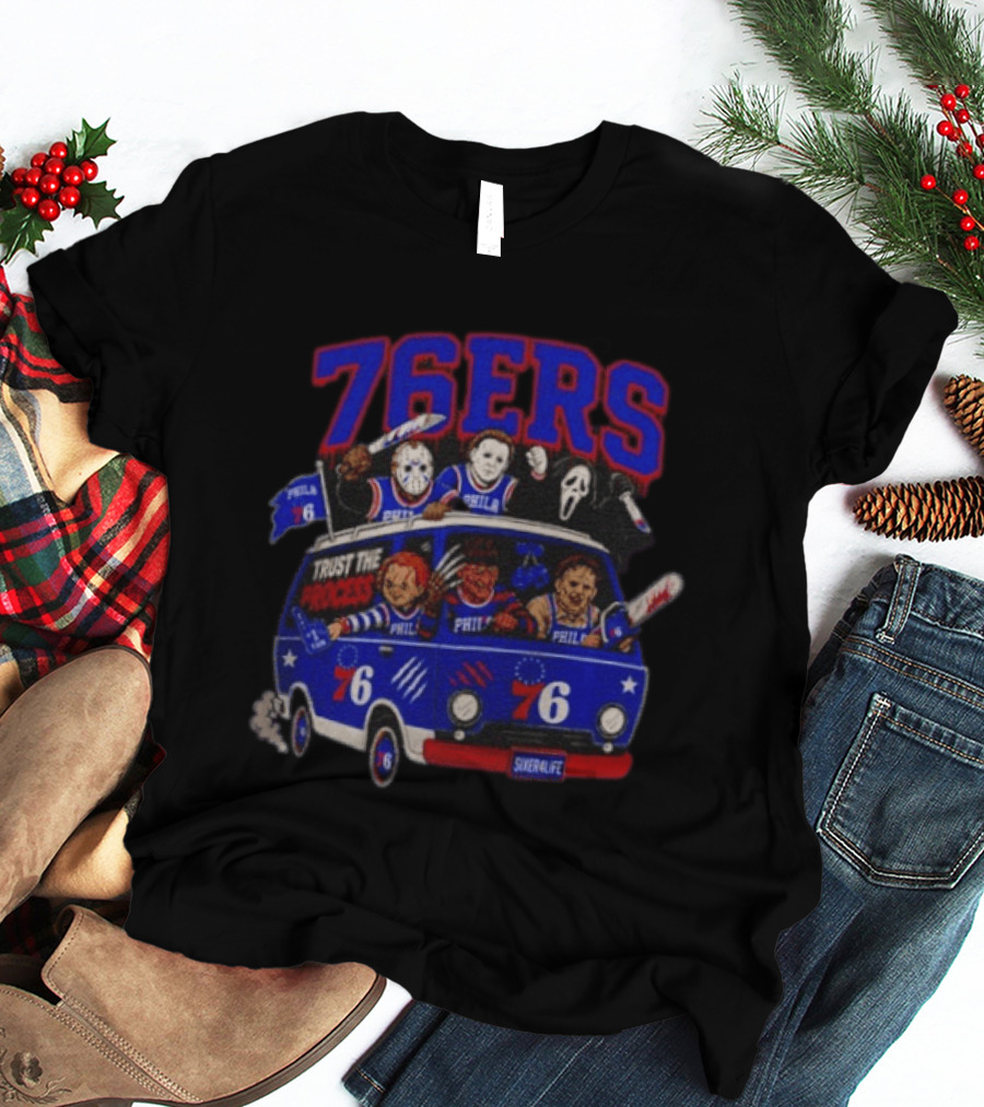 Philadelphia 76ers Trust The Process Horror Movie Characters Van T-Shirt