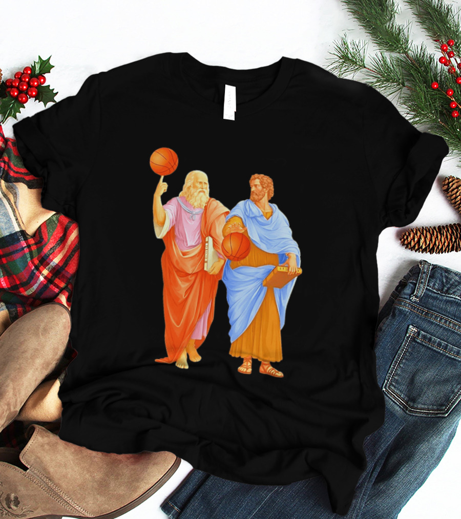 Plato Spinning Basketball Aristotle Playing Basketball In Ancient Greek Philosophy Duel T-Shirt