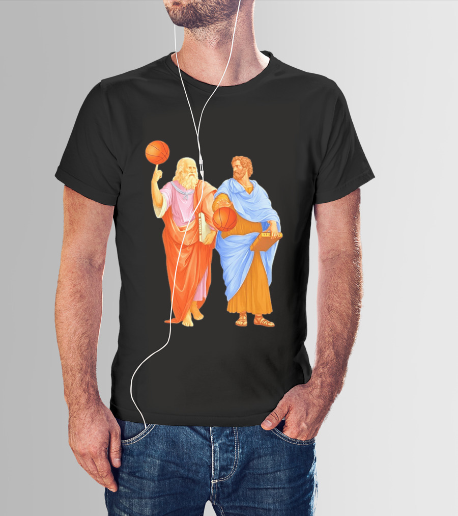 Plato Spinning Basketball Aristotle Playing Basketball In Ancient Greek Philosophy Duel T-Shirt