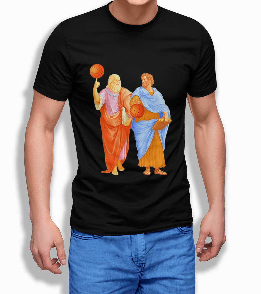 Plato Spinning Basketball Aristotle Playing Basketball In Ancient Greek Philosophy Duel T-Shirt