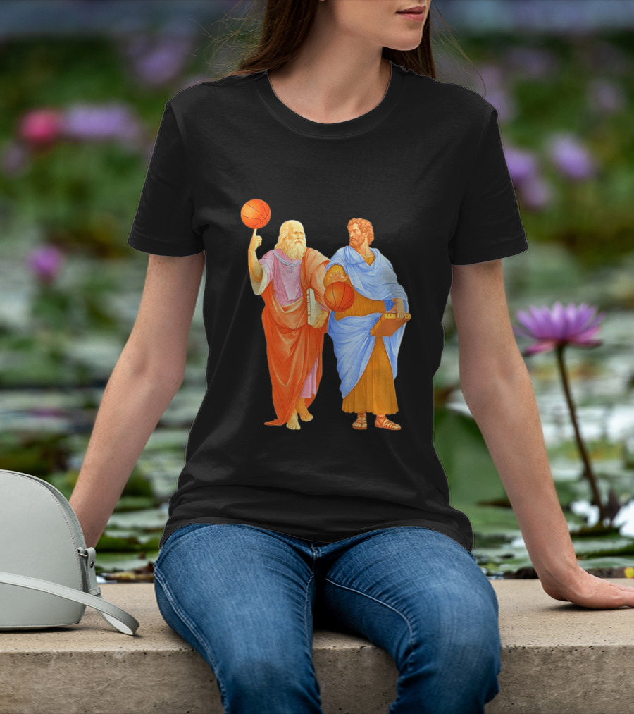 Plato Spinning Basketball Aristotle Playing Basketball In Ancient Greek Philosophy Duel T-Shirt