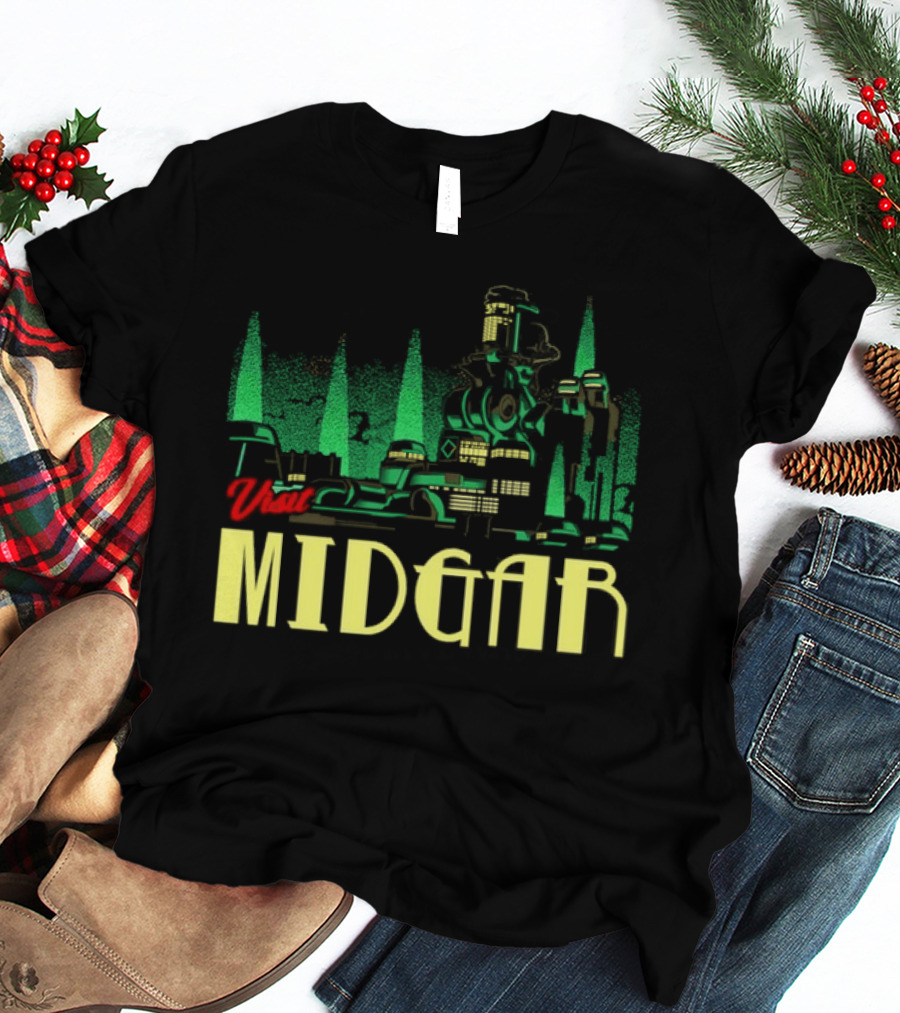 Visit Midgar Final Fantasy VII Cloud Strife Iconic Cityscape T-Shirt