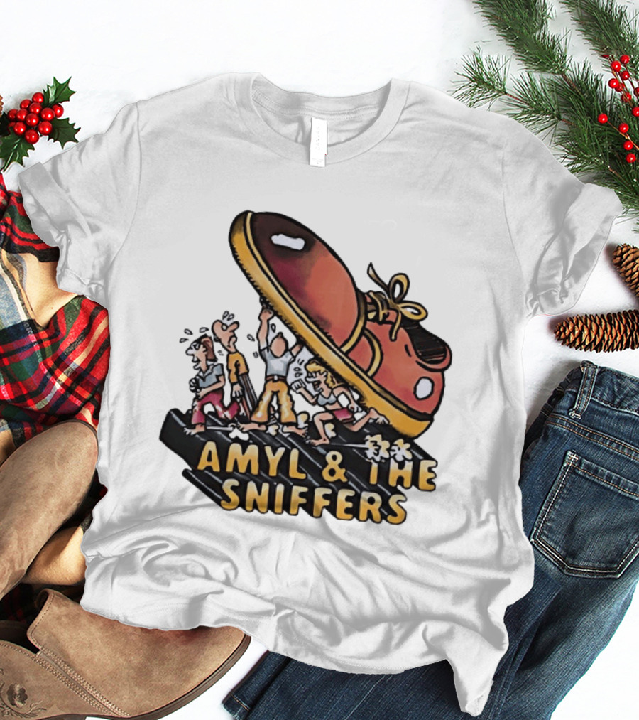 Amyl And The Sniffers Cartoon Giant Shoe Stomping T-Shirt