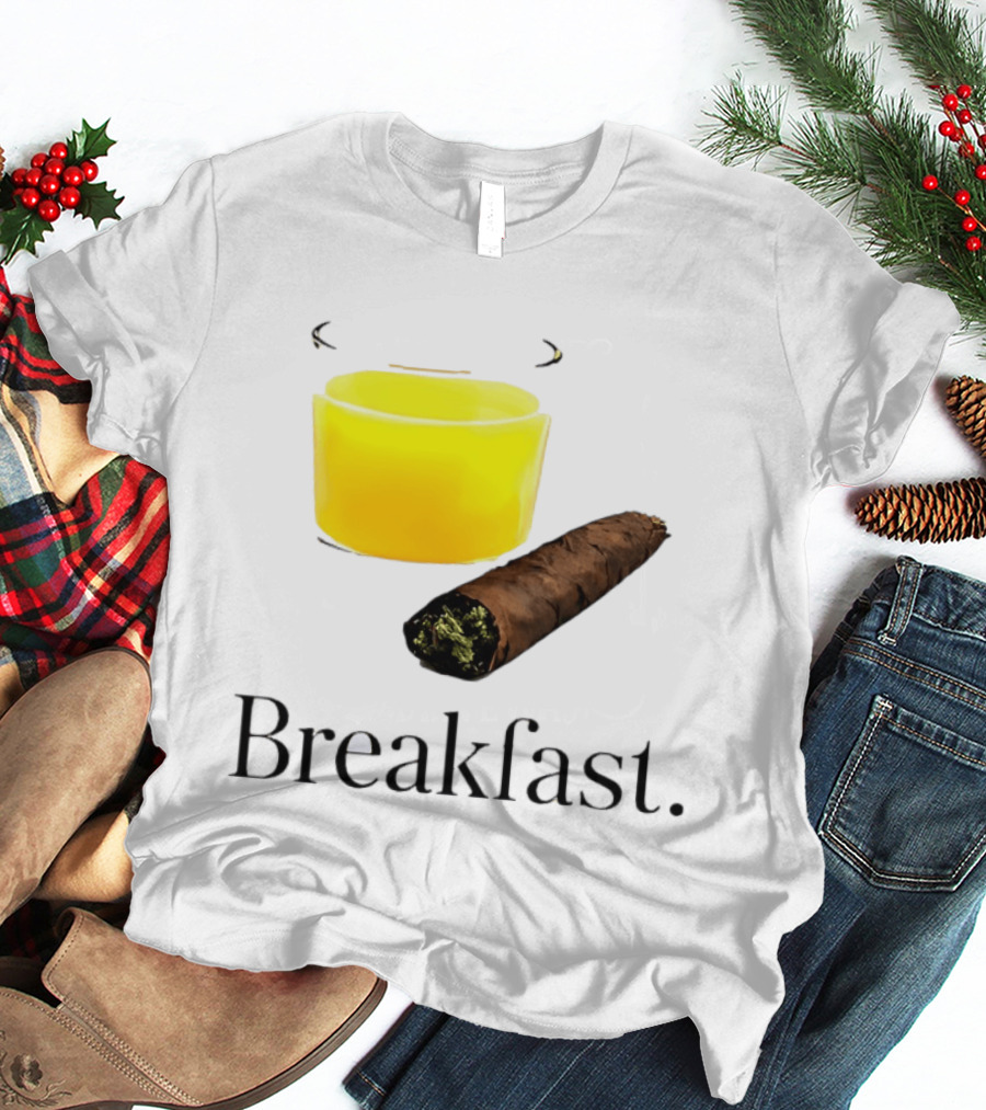 Breakfast Juice And Blunt Retro Humor With Glass And Cigar T-Shirt