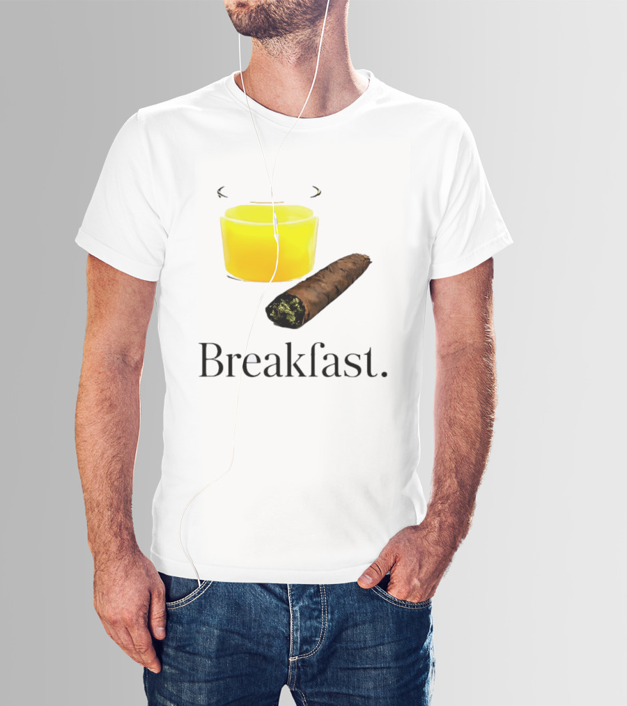 Breakfast Juice And Blunt Retro Humor With Glass And Cigar T-Shirt