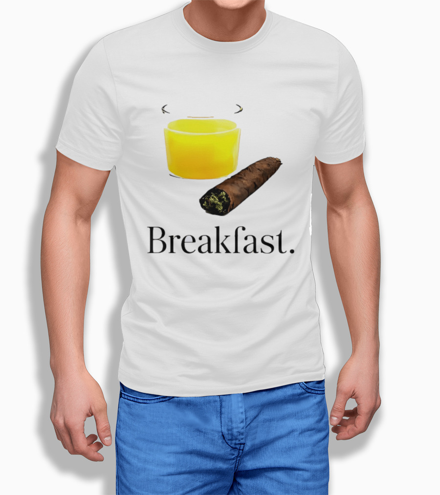 Breakfast Juice And Blunt Retro Humor With Glass And Cigar T-Shirt