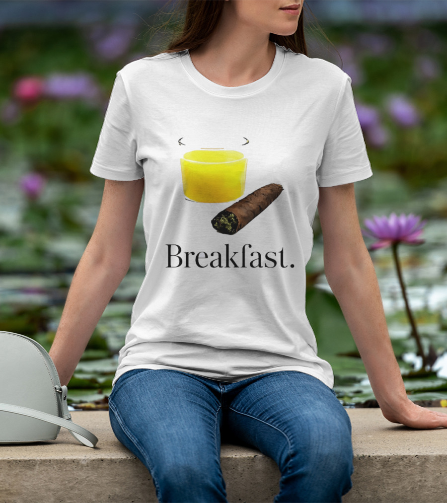 Breakfast Juice And Blunt Retro Humor With Glass And Cigar T-Shirt