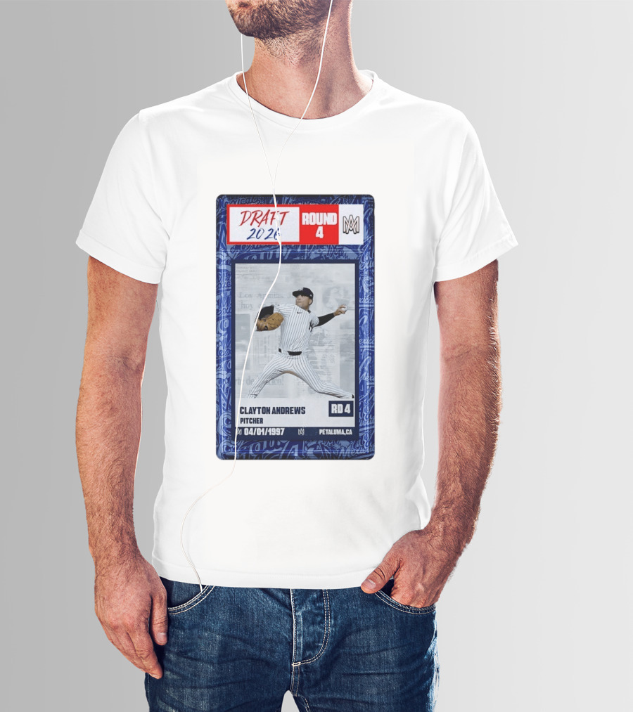 New York Yankees Clayton Andrews MLB Draft 2026 Round 4 Pitcher Trading Card T-Shirt