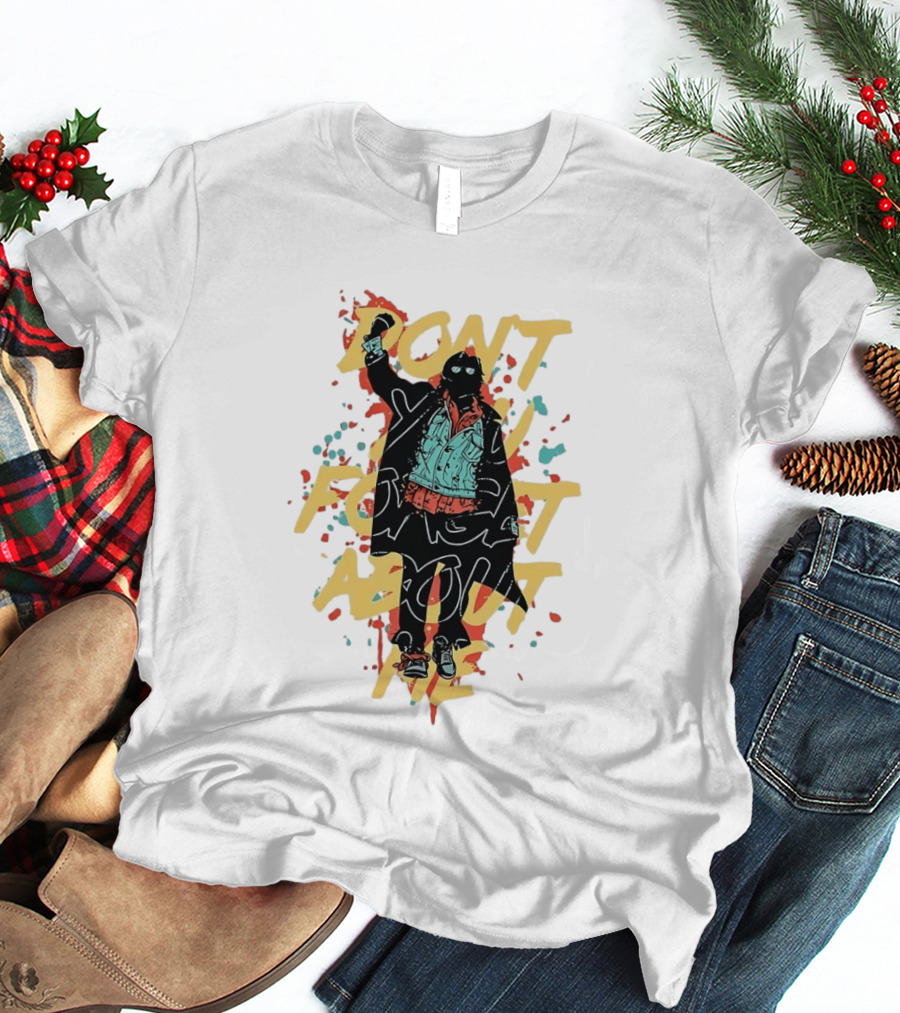 Don't Forget About Me Masked Figure Neon Paint Splatter T-Shirt