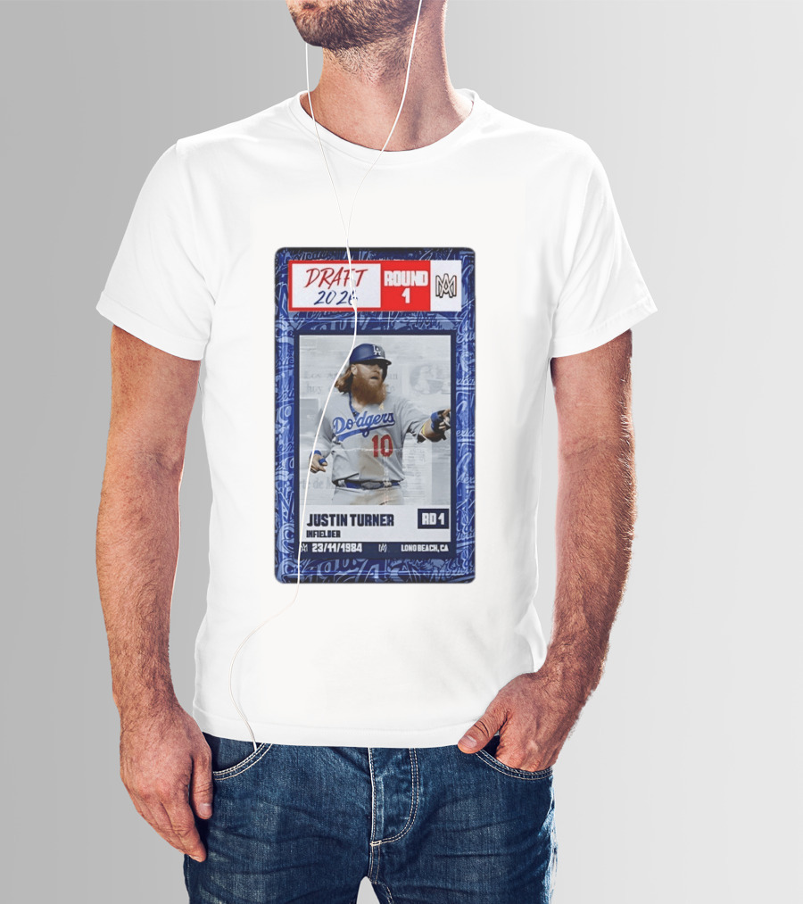 Draft 2026 Round 1 Justin Turner Los Angeles Dodgers Infielder Trading Card T-Shirt