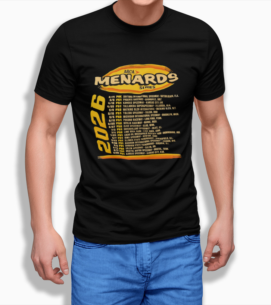 ARCA Menards Series 2026 Racing Schedule Calendar Featuring Key Race Dates And Locations T-Shirt