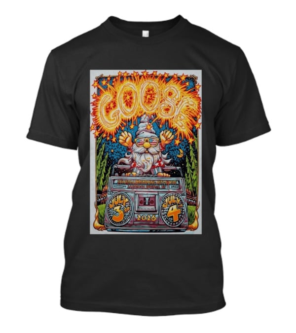 GOOSE July 3 4 2026 Saratoga Performing Arts Center Saratoga Springs NY Wizard Driving Van Fireworks Glasses Stars T-Shirt