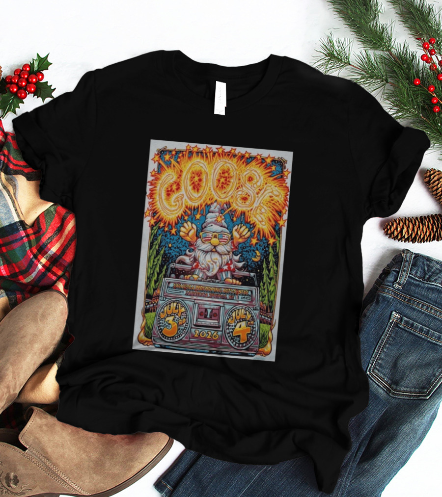 GOOSE July 3 4 2026 Saratoga Performing Arts Center Saratoga Springs NY Wizard Driving Van Fireworks Glasses Stars T-Shirt