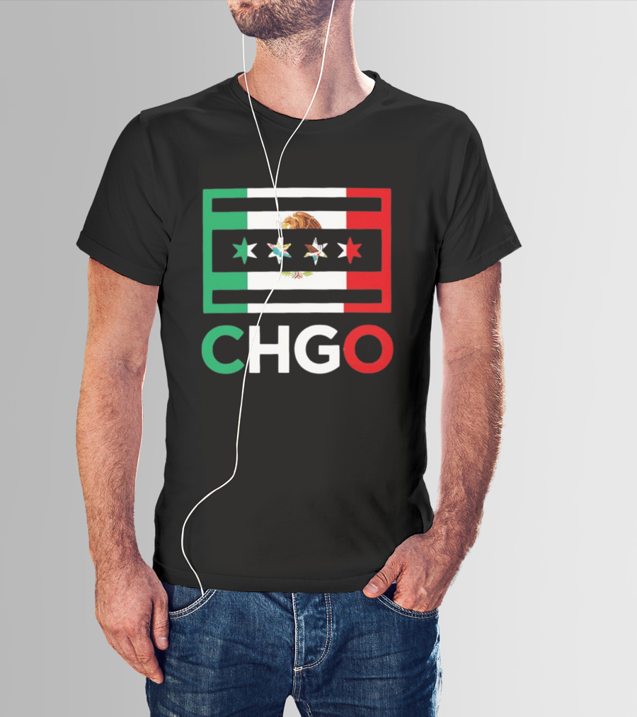 CHGO Mexico Flag Colors With Eagle And Stars T-Shirt