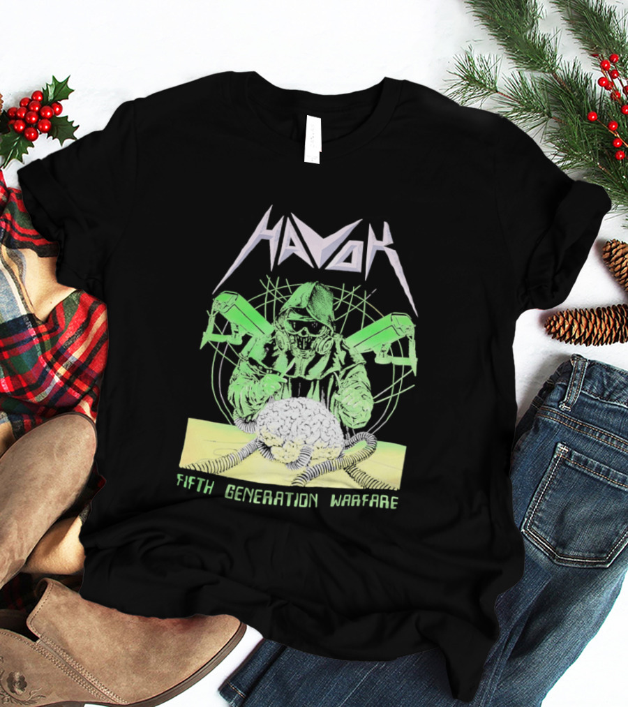 Havok Fifth Generation Warfare Mask Guns Skull T-Shirt