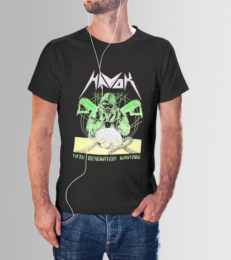 Havok Fifth Generation Warfare Mask Guns Skull T-Shirt