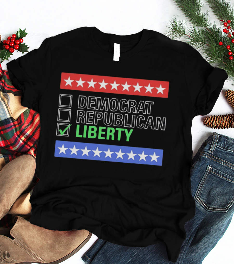 Liberty Checkbox Democrat Republican Stars Red Blue T-Shirt