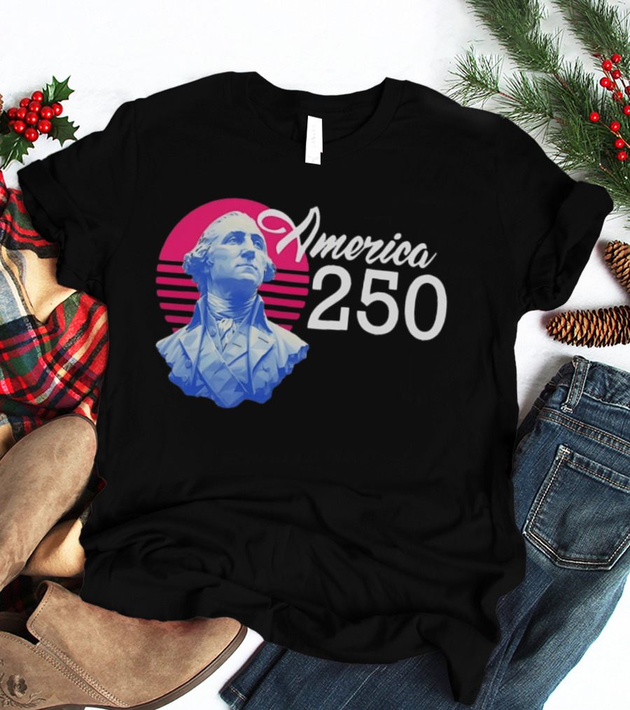 George Washington America 250 Synthwave Retro Bust T-Shirt