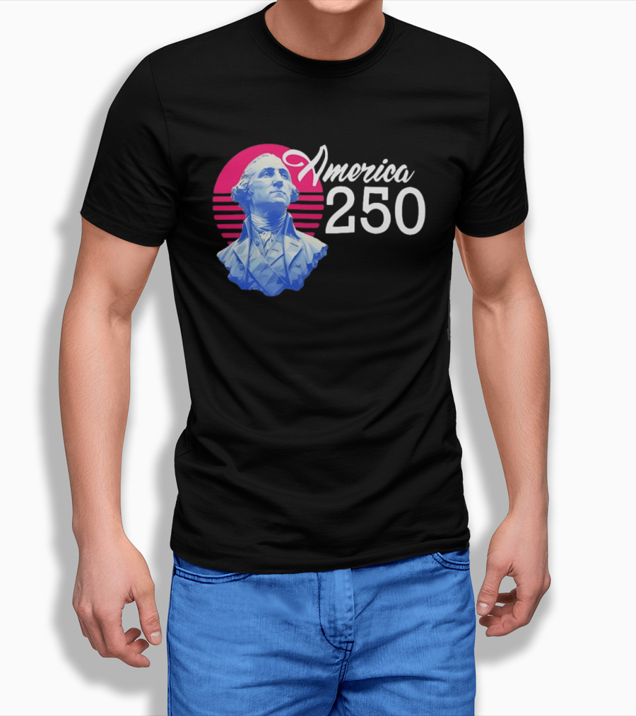 George Washington America 250 Synthwave Retro Bust T-Shirt