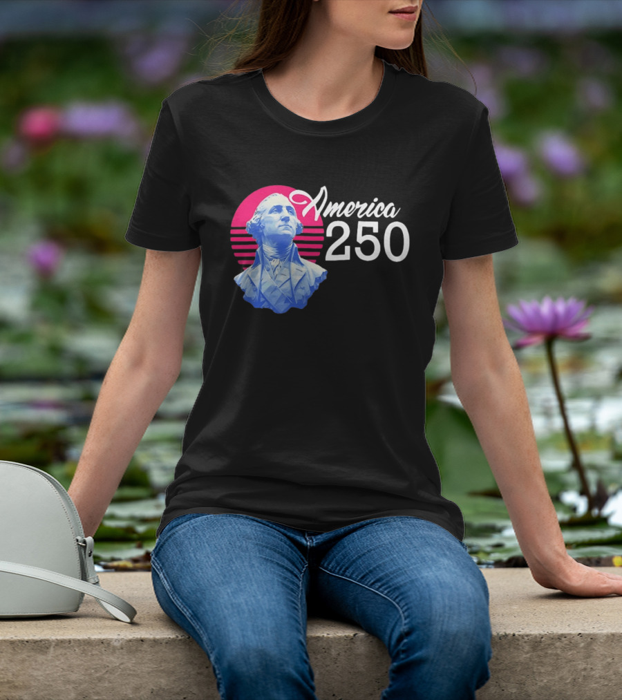 George Washington America 250 Synthwave Retro Bust T-Shirt