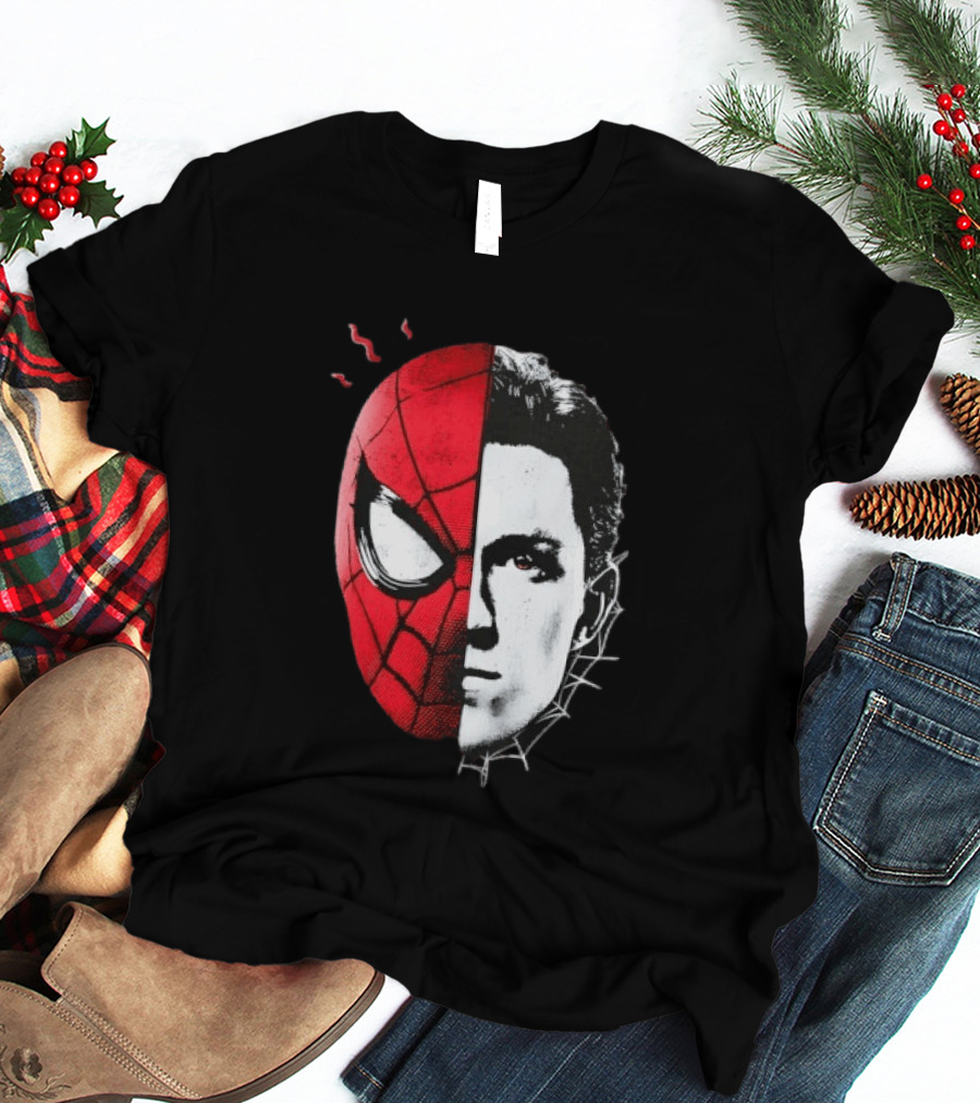 Tom Holland Spider Man Split Face Marvel Mashup T-Shirt