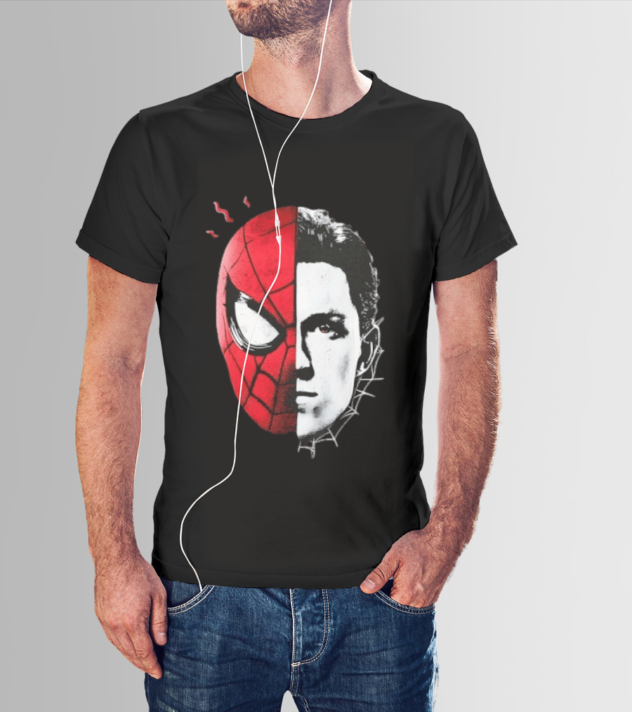 Tom Holland Spider Man Split Face Marvel Mashup T-Shirt